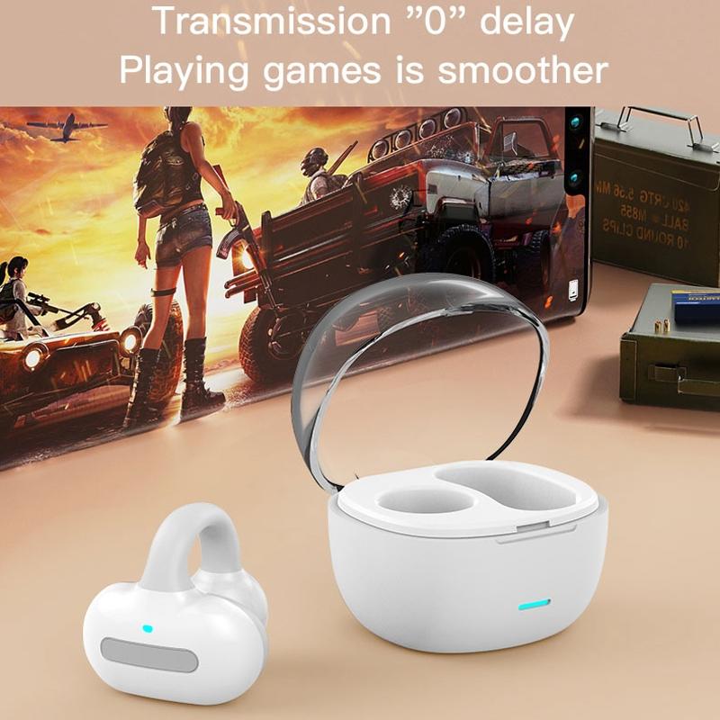Touch Bone Conduction Bluetooth Earphone with Charging Warehouse - Ear Clip Type - Skin Colour