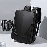 Men Gaming Backpack - Double-layer Hard Shell - Black - Front View
