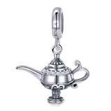925 Sterling Silver Beaded Magic Lamp Bracelet Charm - Front View