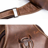 Retro Leather Crossbody Chest Bag Chestnut Brown + Buckle