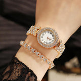 Silver Roman Diamond Quartz Watch with Bracelet - Women - Rear View