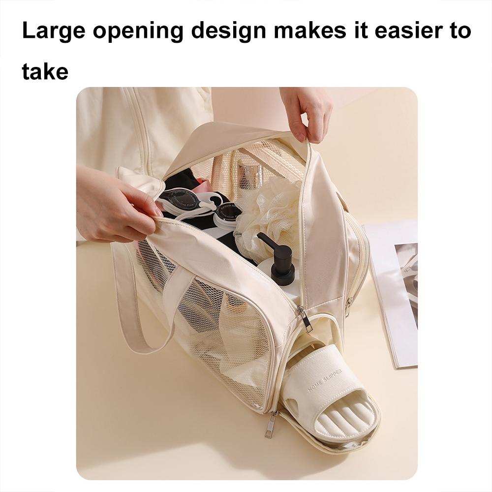 Beige Waterproof Beach Bag For Toiletries Cosmetics L For Swimming Travel - Beige No Shoe Warehouse