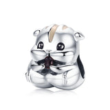 925 Sterling Silver Hamster Bead Bracelet & Necklace Set - Front View