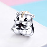 925 Sterling Silver Hamster Bead Bracelet & Necklace Set - Side View