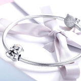 925 Sterling Silver Hamster Bead Bracelet & Necklace Set - Close-Up Angle