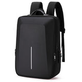 Anti-theft Hard Shell Backpack for Men - Black - Front View