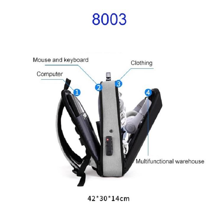 Anti-theft Hard Shell Backpack for Men - Black