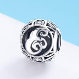 925 Sterling Silver 26 English Letter Beads For Diy Bracelets & Necklaces Style - E - Side View