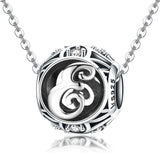 925 Sterling Silver 26 English Letter Beads For Diy Bracelets & Necklaces Style - E - Top-Down View