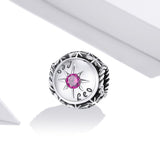925 Sterling Silver Zodiac Zircon Bead Bracelet / Necklace Set Leo Style - Leo - Top-Down View
