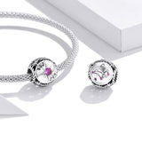 925 Sterling Silver Zodiac Zircon Bead Bracelet / Necklace Set Leo Style - Leo - 45-Degree Angle