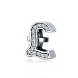 925 Sterling Silver Currency Symbol Pendant For Diy Bracelets And Necklaces - Front View