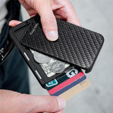 Rfid Blocking Metal Card Holder Automatic Shift Business Card Case Carbon Fiber - Low Angle