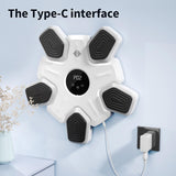 Bluetooth Music Boxing Machine - 4 Modes 9 Speeds Colourful Lights - With Kids Gloves Black - Low Angle