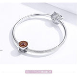 925 Sterling Silver Coffee Cup Beaded Bracelet Charm - Rear View
