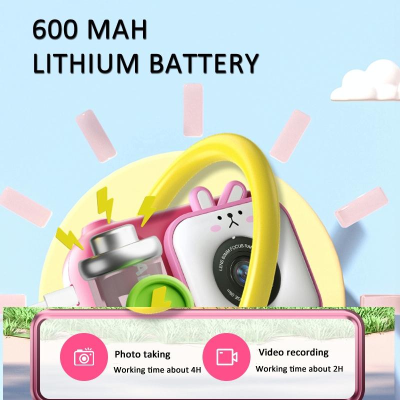 48Mp Dual Lens Kids Digital Camera With 2.4 Ips Screen And 32Gb Tf Card - Blue Fox - With 64G Tf Card Pink Bunny