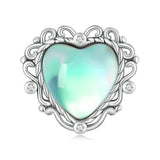 925 Sterling Silver Fresh Natural Heart Pendant For Diy Bracelet Style - Heart-Shaped - Front View