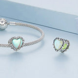 925 Sterling Silver Fresh Natural Heart Pendant For Diy Bracelet Style - Heart-Shaped - Side View