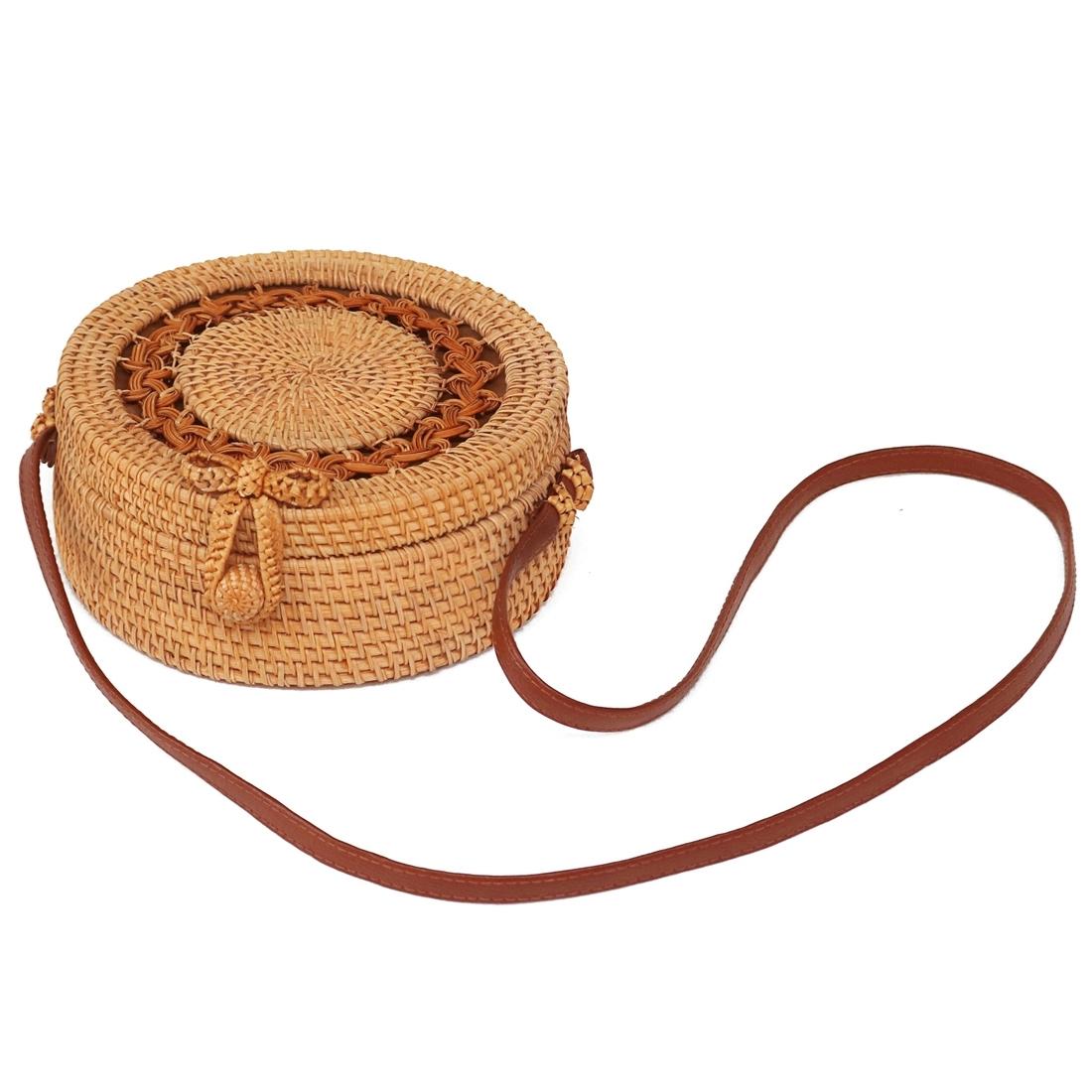 Handmade Sunflower Rattan Bag Vintage Art Beach Diagonal Bag 20X20X8Cm