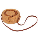 Handmade Sunflower Rattan Bag Vintage Art Beach Diagonal Bag 20X20X8Cm - Front View