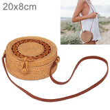 Handmade Sunflower Rattan Bag Vintage Art Beach Diagonal Bag 20X20X8Cm - Side View