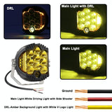 5 Inch Dc12V - 30V 5000Lm 6500K 50W Car Led Light On Three Sides Headlight For Jeep Wrangler Gold Light - Close-Up Angle