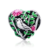 925 Sterling Silver Bird Charm Bead For Bracelets & Necklaces - Front View