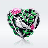 925 Sterling Silver Bird Charm Bead For Bracelets & Necklaces - Side View