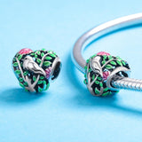 925 Sterling Silver Bird Charm Bead For Bracelets & Necklaces - 45-Degree Angle