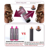 Upgraded Long Curling Barrels for Dyson Airwrap Hair Dryer with Nozzle and Adapter in Rose Red - Close-Up Angle