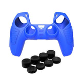 Black Silicone Protective Case for Ps5 Gamepad - Anti-skid Cover - Blue + 2 Hats - Extra Image