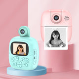 Blue Cartoon Kids Digital Camera with Rotating Lens - 16g Hd Print - Side View