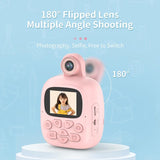 Blue Cartoon Kids Digital Camera with Rotating Lens - 16g Hd Print - 45-Degree Angle