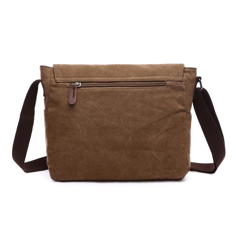 Khaki Canvas Shoulder Bag For Business And Tech
