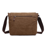 Khaki Canvas Shoulder Bag For Business And Tech - Top-Down View