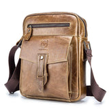 Cowhide Messenger Bag Large Capacity Briefcase Dark Brown