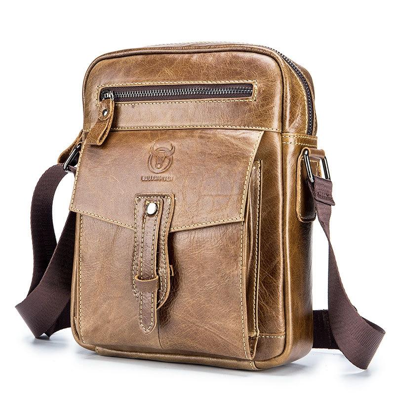 Cowhide Messenger Bag Large Capacity Briefcase Dark Brown