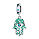 925 Sterling Silver Hand Of Fatima Pendant For Diy Bracelets & Necklaces - Front View