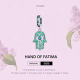925 Sterling Silver Hand Of Fatima Pendant For Diy Bracelets & Necklaces - Side View