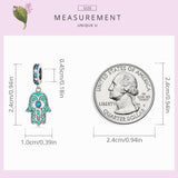 925 Sterling Silver Hand Of Fatima Pendant For Diy Bracelets & Necklaces - 45-Degree Angle
