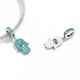 925 Sterling Silver Hand Of Fatima Pendant For Diy Bracelets & Necklaces - Rear View
