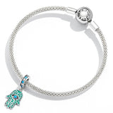 925 Sterling Silver Hand Of Fatima Pendant For Diy Bracelets & Necklaces - Close-Up Angle