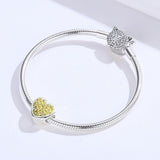 925 Sterling Silver Diy Bracelet Accessories Heart Beads - Rear View