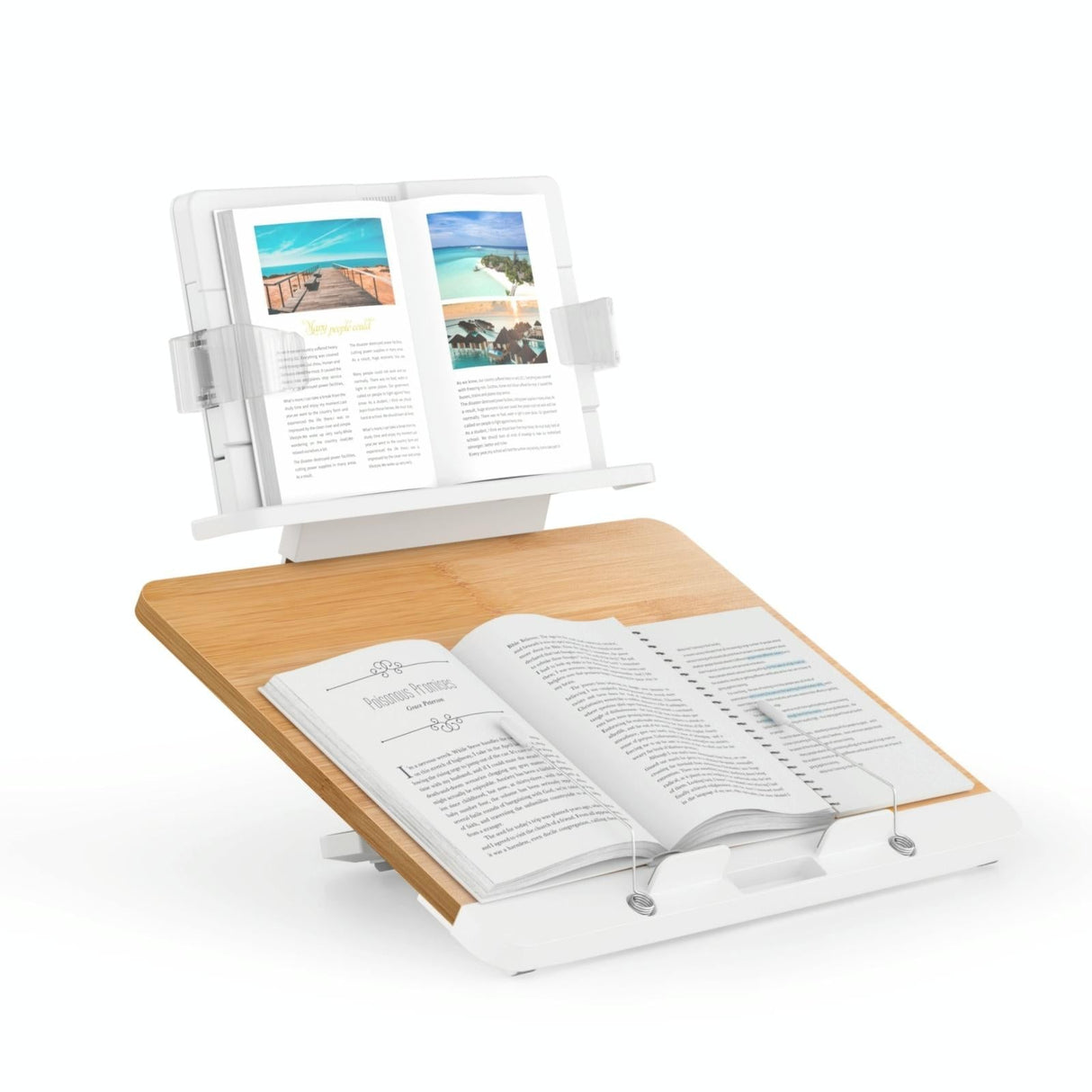 Adjustable Desktop Book Stand with Multi-angle Clip - Foldable Tablet Holder