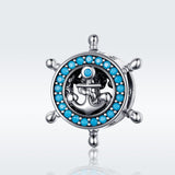 925 Sterling Silver Diy Boat Rudder Bracelet & Blue Beads - Side View