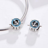 925 Sterling Silver Diy Boat Rudder Bracelet & Blue Beads - Close-Up Angle