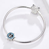 925 Sterling Silver Diy Boat Rudder Bracelet & Blue Beads - Low Angle