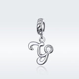 925 Sterling Silver Personalized Letter Pendant For Diy Bracelets And Necklaces Style - Y - Side View