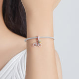 925 Sterling Silver Pink Bicycle Pendant For Bracelet Or Necklace - Low Angle