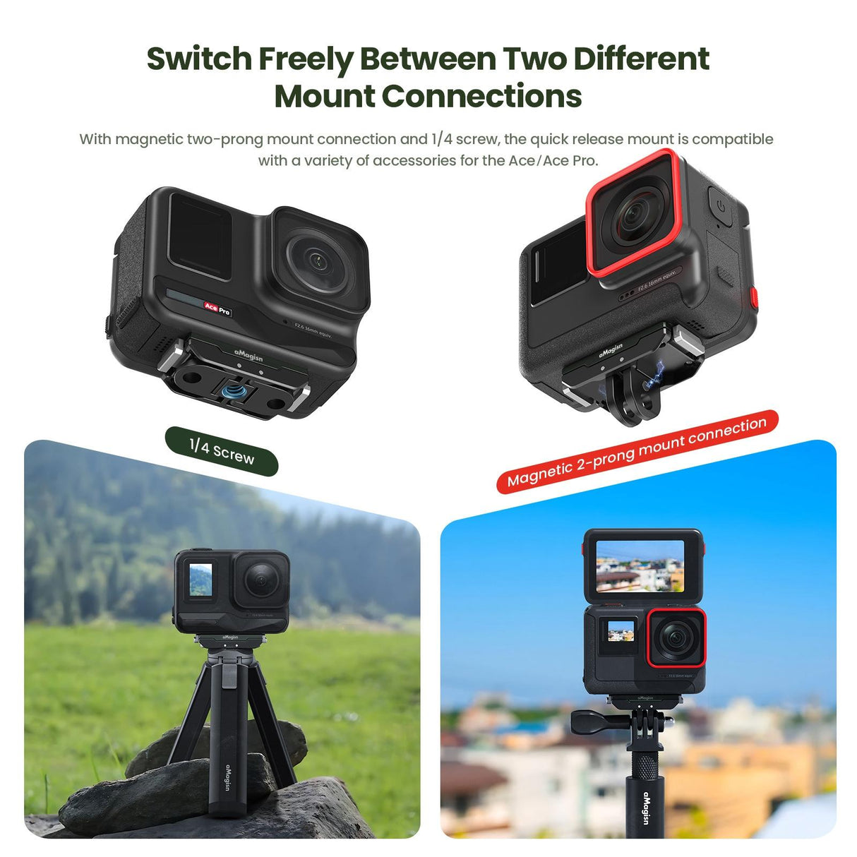 Amagisn Magnetic Quick Release for Insta360 Ace Pro Sports Camera